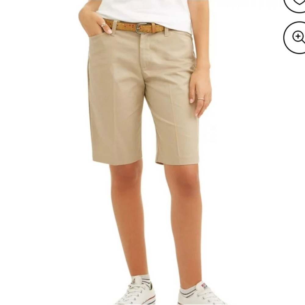 NWT Real School Uniforms Girls Adj Waist Low Rise Flat Front Kids Shorts Khaki